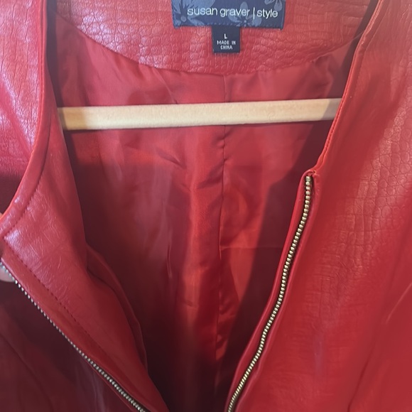 QVC Susan Graver Faux Leather Jacket Red - Picture 6 of 7